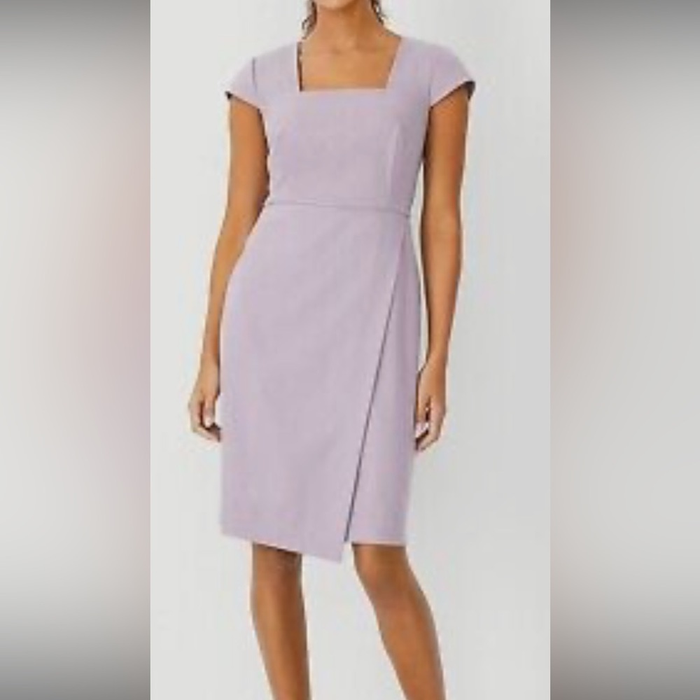 Ann Taylor purple Square Neck Cap Sleeve Dress in Brushed Flannel. Size 14P